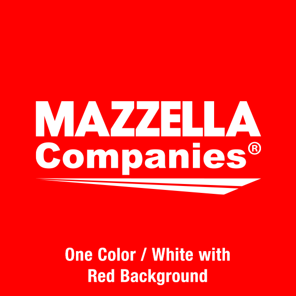 Mazzella Companies Logo - One Color / White / Red Background