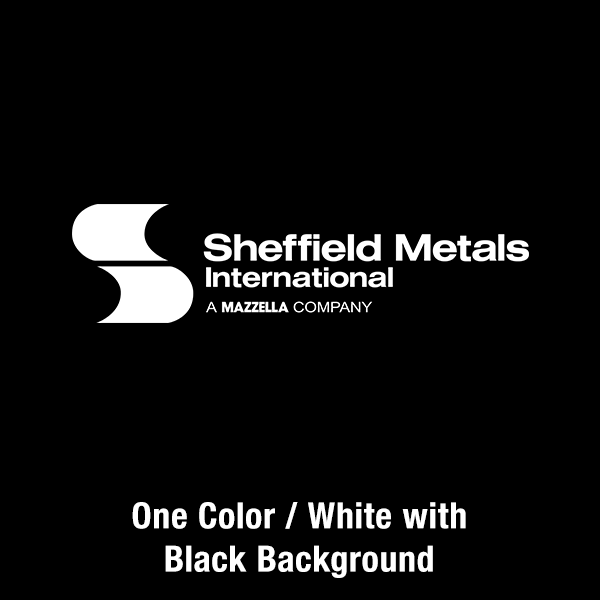 Sheffield Metals Primary Logo - One Color / White / Black Background