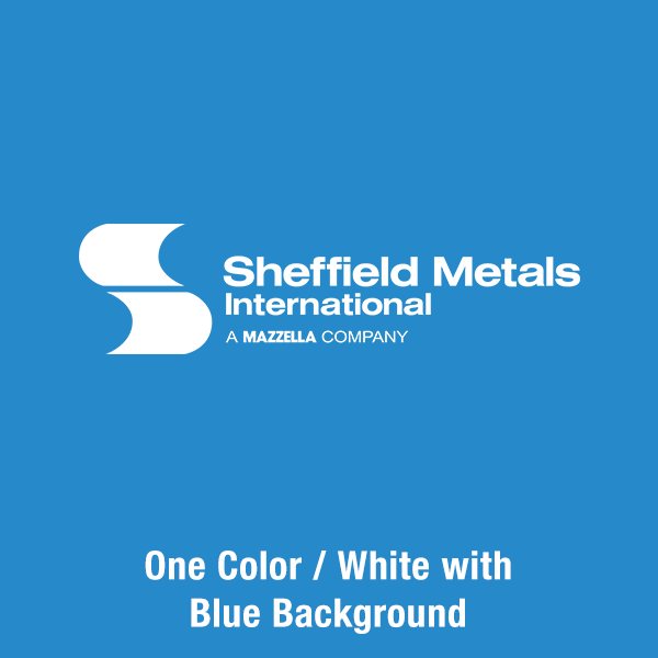 Sheffield Metals Primary Logo - One Color / White / Blue Background