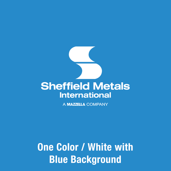 Sheffield Metals Secondary Logo - One Color / White / Blue Background