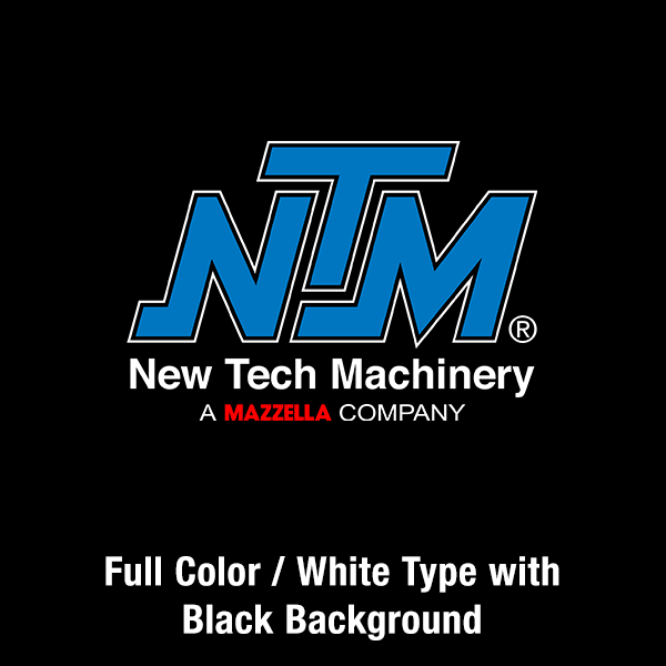 New Tech Machinery Logo - Full Color / White Type / White Background