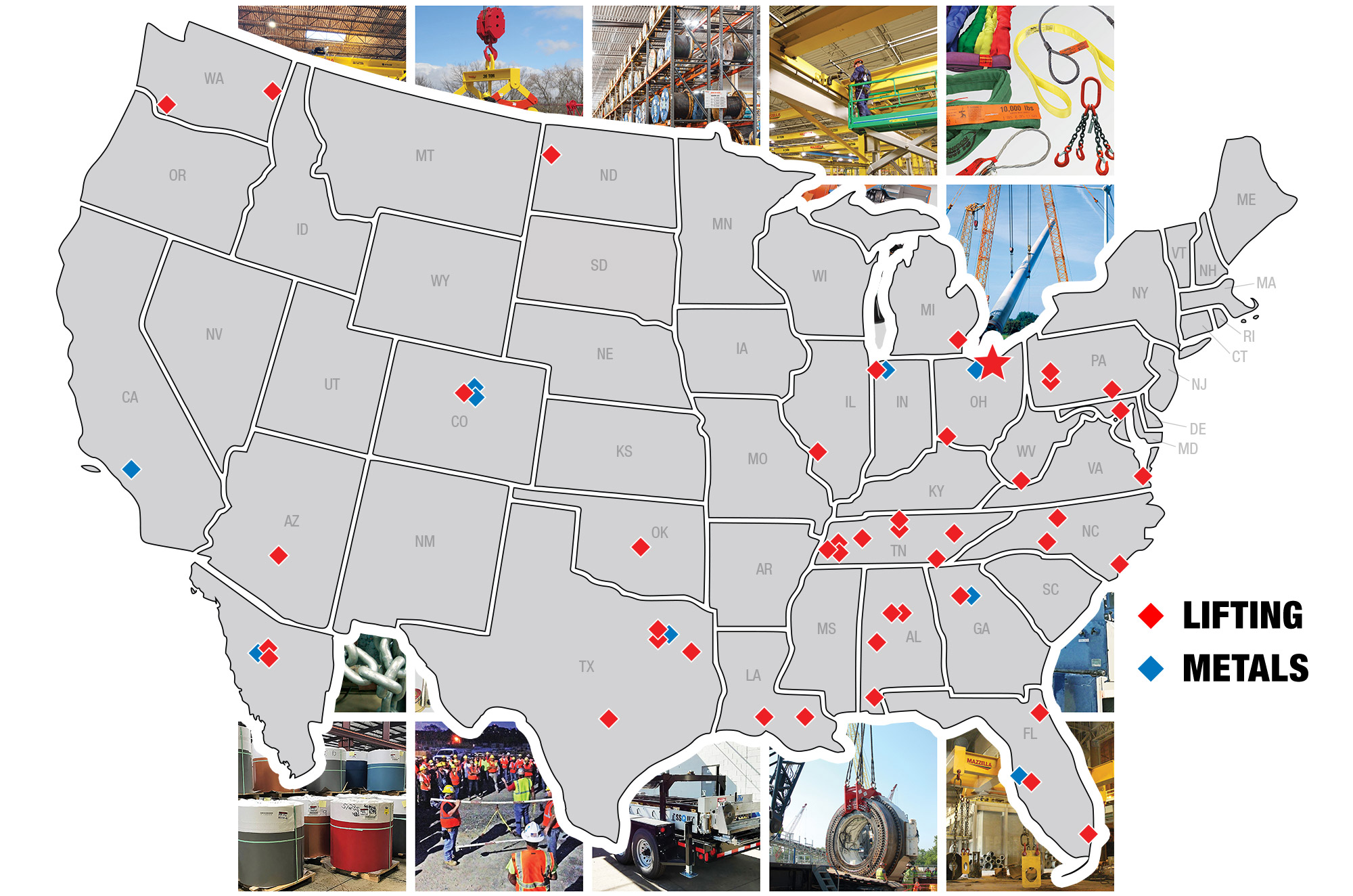 Mazzella Companies Locations with Map & Grid